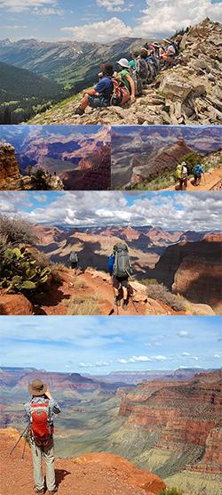 Images of hikers in the Grand Canyon